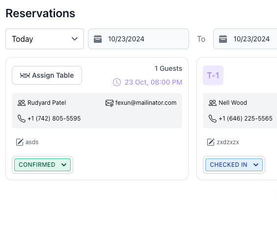 Table Reservation Settings